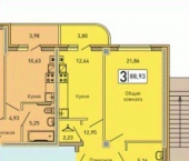 3-комн, 91кв м, этаж 1/9 ул Маршала Жукова, 1 1