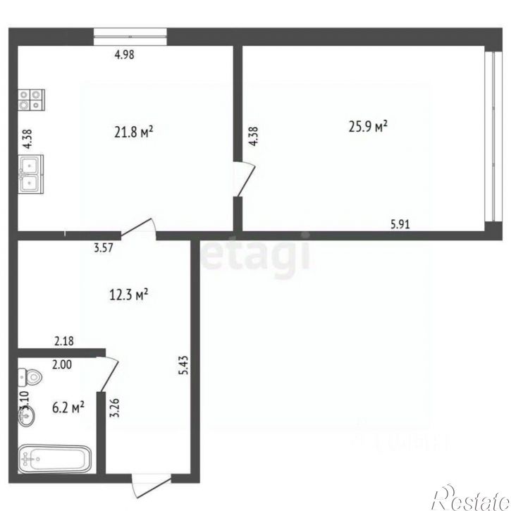 1-комн квартира улица Савицкого, 2А,  д. 2А