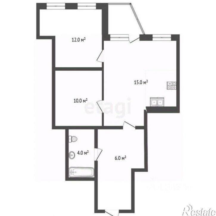 2-комн квартира Крымская улица, 19Б,  д. 19Б