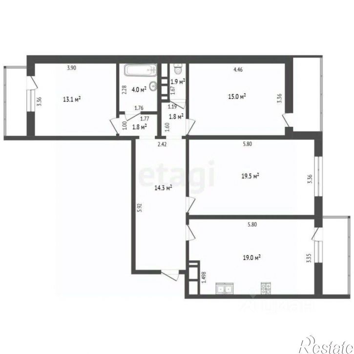 3-комн квартира улица Маршала Жукова, 1 к4,  д. 1 к4
