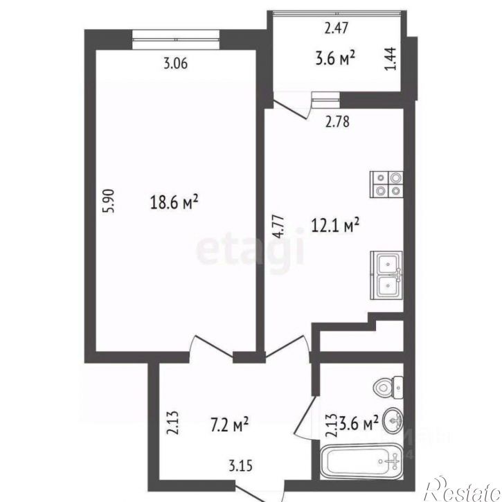 1-комн квартира улица Маяковского, 8,  д. 8