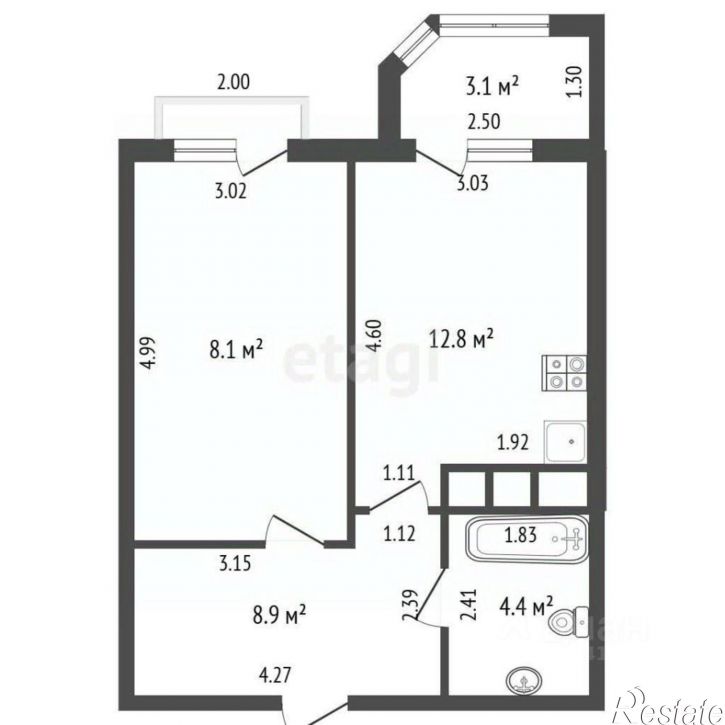 1-комн квартира Витебская улица, 14 к1,  д. 14 к1