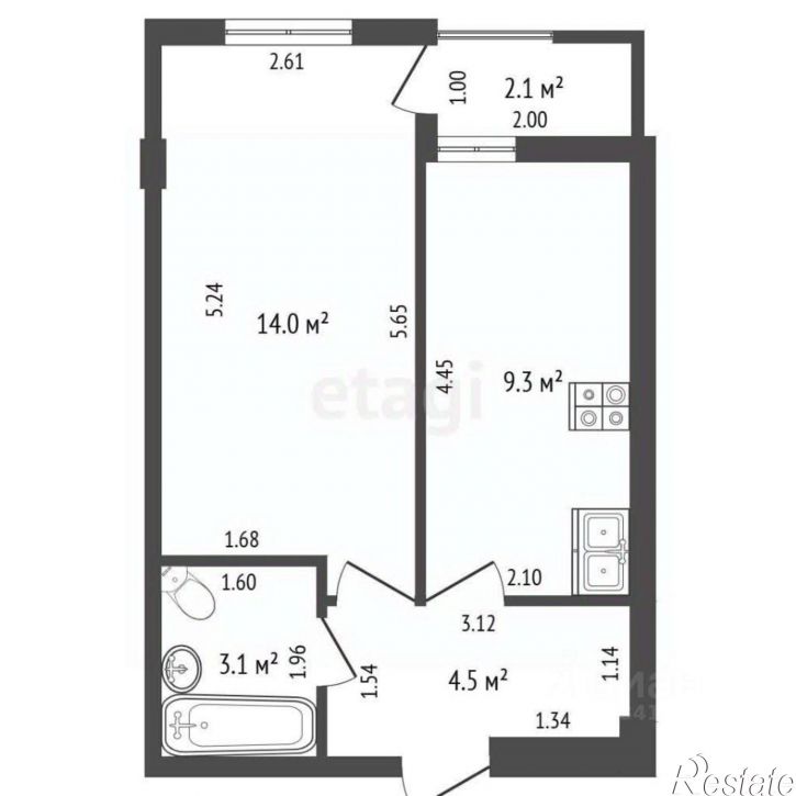 1-комн квартира ул Дивноморская, 37Б 1,  д. 37Б 1,  к. 1