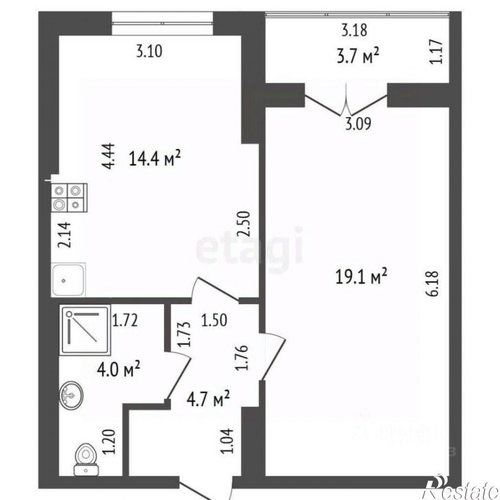 1-комн квартира ул Средняя, 18,  д. 18