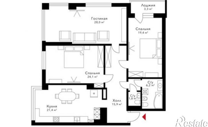 3-комн квартира Приморская улица, 3,  д. 3