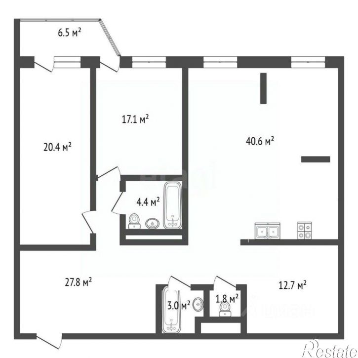 3-комн квартира ул Шмидта, 3,  д. 3