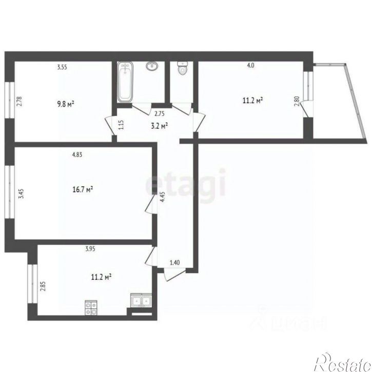 3-комн квартира
