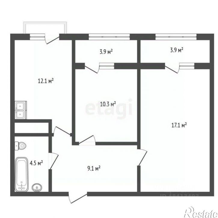 2-комн квартира ул Витебская, 12 8,  д. 12 8,  к. 8