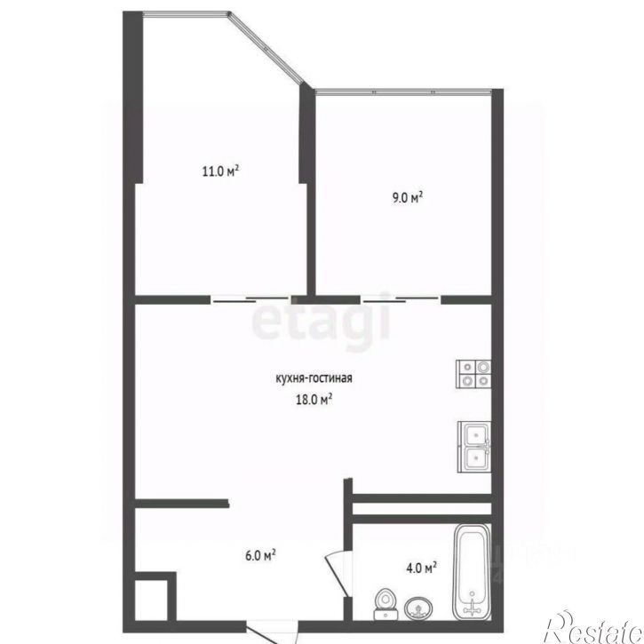 2-комн квартира ул Крымская, 22 23,  д. 22 23,  к. 23
