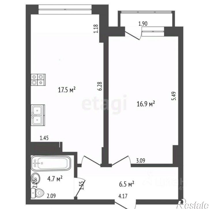 1-комн квартира ул Одесская, 3А 9,  д. 3А 9,  к. 9