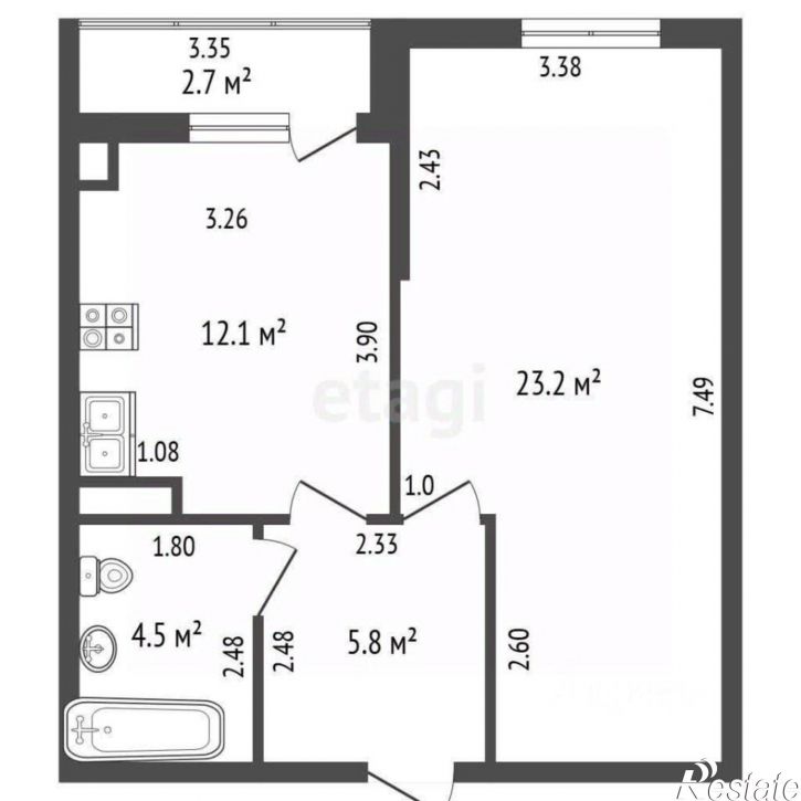 1-комн квартира ул Южная, 35,  д. 35