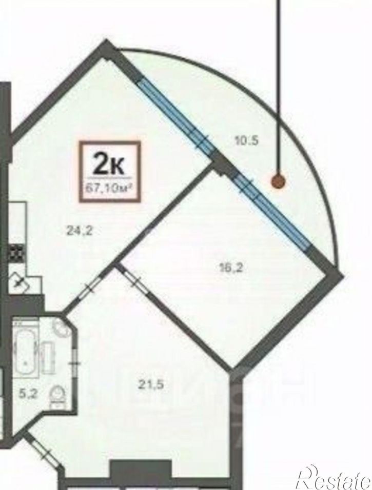 2-комн квартира ул Крымская, 22 3,  д. 22 3,  к. 3