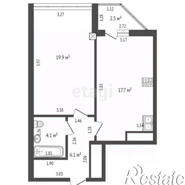 1-комн квартира Крымская улица, 22/23,  д. 22/23